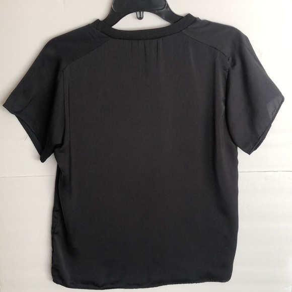 Zara Black Silky Short Sleeves Mesh Details Loose Fit Top Blouse Shirt S… - Picture 2 of 4